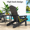 Gardeon Adirondack Chair HDPE Black Outdoor Patio Lounge Furniture