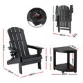 Gardeon Folding Adirondack Chair HDPE Black Outdoor Patio