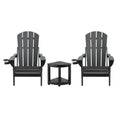 Gardeon Folding Adirondack Chair HDPE Black Outdoor Patio