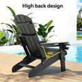 Gardeon Folding Adirondack Chair HDPE Black Outdoor Patio