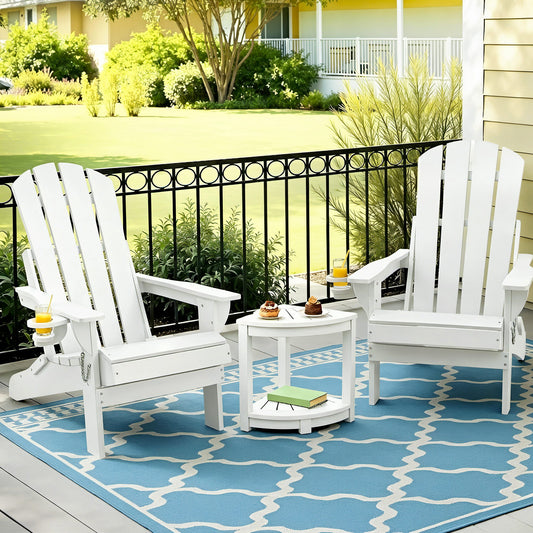 Gardeon Folding Adirondack Chair HDPE White Outdoor Patio Beach