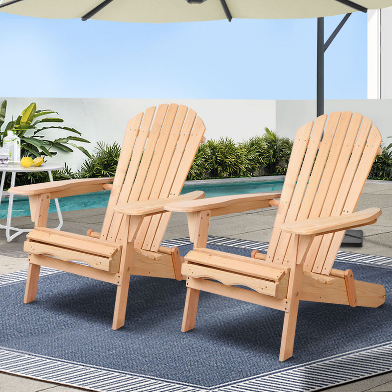 Gardeon Adirondack Chair Wooden Garden Patio Furniture Set 2
