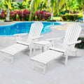 Gardeon 3PC Adirondack Chair Set White Wood Outdoor Patio Lounge