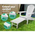 Gardeon 3PC Adirondack Chair Set White Wood Outdoor Patio Lounge