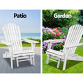 Gardeon 3PC Adirondack Chair Set White Wood Outdoor Patio Lounge