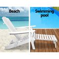 Gardeon 3PC Adirondack Chair Set White Wood Outdoor Patio Lounge