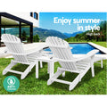 Gardeon 3PC Adirondack Chair Set White Wood Outdoor Patio Lounge