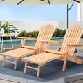 Gardeon Adirondack Wooden Outdoor Chairs Patio Furniture 2PC Natural