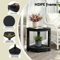 Gardeon Outdoor Coffee Side Table HDPE Desk Corner Shower Stool Bench Seat with Storage Shelf Black
