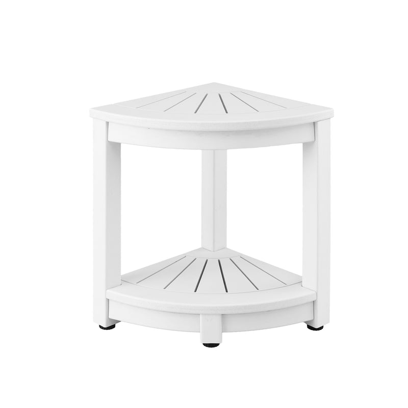 Gardeon Outdoor Coffee Table HDPE White Corner Desk Storage Shelf
