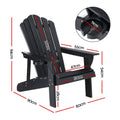 Gardeon Adirondack Chair HDPE Black Outdoor Patio Lounge Garden Furniture
