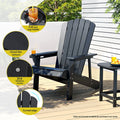 Gardeon Adirondack Chair HDPE Black Outdoor Patio Lounge Garden Furniture