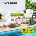 Gardeon Outdoor Adirondack Chair HDPE White Beach Lounge Patio