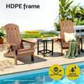 Gardeon Folding Adirondack Chair HDPE Brown Outdoor Beach Sun Lounge