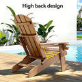 Gardeon Folding Adirondack Chair HDPE Brown Outdoor Beach Sun Lounge