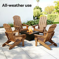 Gardeon Folding Adirondack Chair HDPE Brown Outdoor Beach Sun Lounge