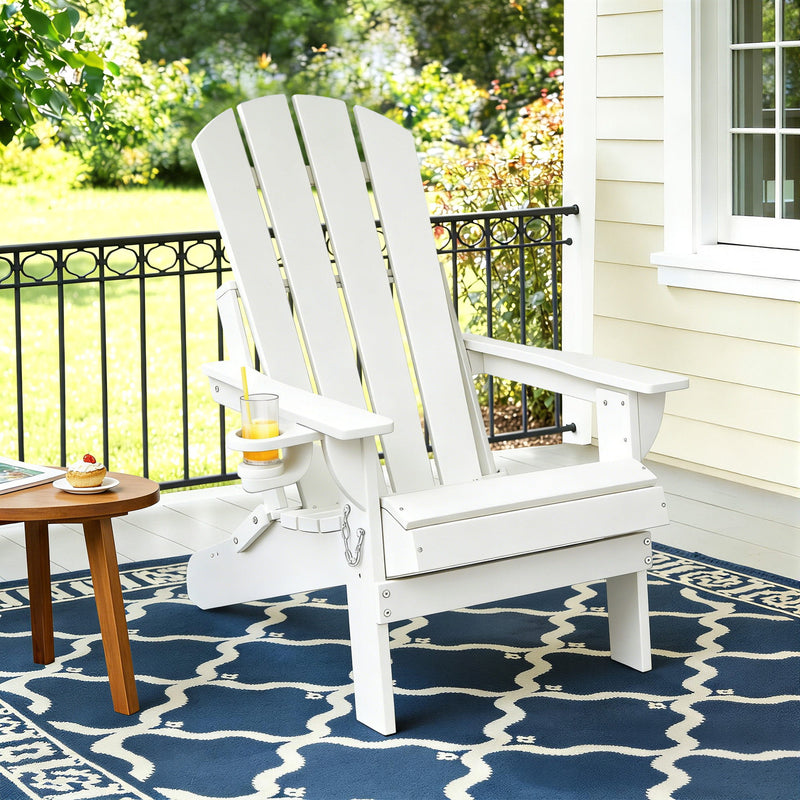 Gardeon Folding Adirondack Chair HDPE White Beach Sun Lounge