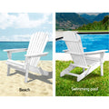 Gardeon Adirondack Chair Foldable Wooden White Beach Patio Outdoor