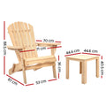 Gardeon 3PC Adirondack Wooden Foldable Beach Chair Set Natural