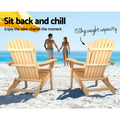 Gardeon 3PC Adirondack Wooden Foldable Beach Chair Set Natural