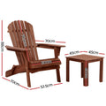 Gardeon 3PC Adirondack Wooden Foldable Outdoor Chair Brown