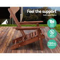 Gardeon 3PC Adirondack Wooden Foldable Outdoor Chair Brown