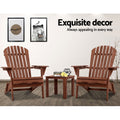 Gardeon 3PC Adirondack Wooden Foldable Outdoor Chair Brown