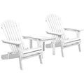 Gardeon 3PC Adirondack Chair Foldable Wooden White Outdoor Set