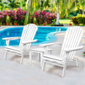Gardeon 3PC Adirondack Chair Foldable Wooden White Outdoor Set