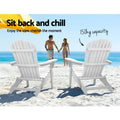 Gardeon 3PC Adirondack Chair Foldable Wooden White Outdoor Set