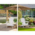 Gardeon 3PC Adirondack Chair Foldable Wooden White Outdoor Set