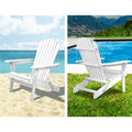 Gardeon 3PC Adirondack Chair Foldable Wooden White Outdoor Set