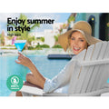 Gardeon 3PC Adirondack Chair Foldable Wooden White Outdoor Set