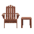 Gardeon 3PC Adirondack Wooden Outdoor Beach Chair Table Brown
