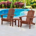 Gardeon 3PC Adirondack Wooden Outdoor Beach Chair Table Brown