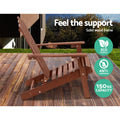 Gardeon 3PC Adirondack Wooden Outdoor Beach Chair Table Brown