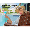 Gardeon 3PC Adirondack Wooden Outdoor Beach Chair Table Brown