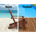 Gardeon 3PC Adirondack Wooden Outdoor Beach Chair Table Brown