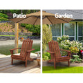 Gardeon 3PC Adirondack Wooden Outdoor Beach Chair Table Brown