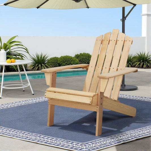 Gardeon Wooden Adirondack Chair Natural Patio Outdoor Furniture