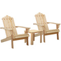 Gardeon 3PC Adirondack Wooden Chairs Table Set Natural Wood Beach