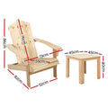Gardeon 3PC Adirondack Wooden Chairs Table Set Natural Wood Beach