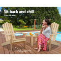 Gardeon 3PC Adirondack Wooden Chairs Table Set Natural Wood Beach