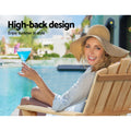 Gardeon 3PC Adirondack Wooden Chairs Table Set Natural Wood Beach