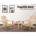 Gardeon 3PC Adirondack Wooden Chairs Table Set Natural Wood Beach