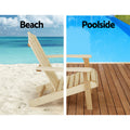 Gardeon 3PC Adirondack Wooden Chairs Table Set Natural Wood Beach