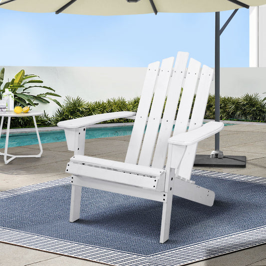 Gardeon Adirondack Chair Wooden Outdoor Patio Furniture White