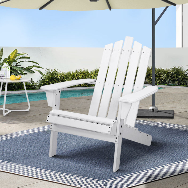 Gardeon Adirondack Chair Wooden Outdoor Patio Furniture White