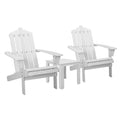 Gardeon 3PC Adirondack Outdoor Table Chairs Wooden White