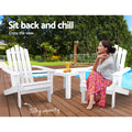Gardeon 3PC Adirondack Outdoor Table Chairs Wooden White